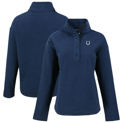 Indianapolis Colts Cutter & Buck Women's Hunts Point Eco Half-Snap Sweatshirt - Navy cheap