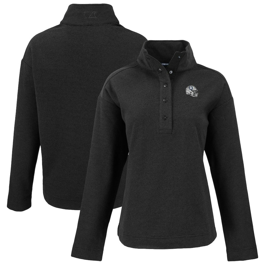 Indianapolis Colts Cutter & Buck Women's Hunts Point Eco Half-Snap Sweatshirt - Black for sale