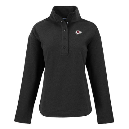 Kansas City Chiefs Cutter & Buck Women's Hunts Point Eco Half-Snap Sweatshirt - Black outlet