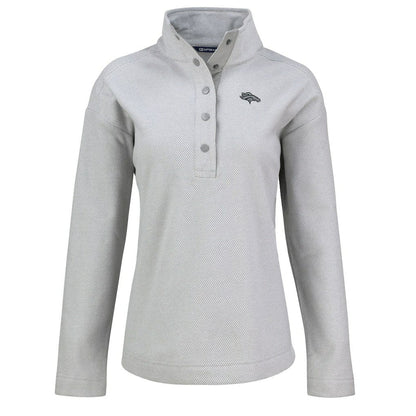 Denver Broncos Cutter & Buck Women's Hunts Point Eco Half-Snap Sweatshirt - Gray cheap