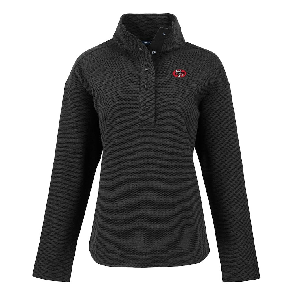 San Francisco 49ers Cutter & Buck Women's Hunts Point Eco Half-Snap Sweatshirt - Black outlet