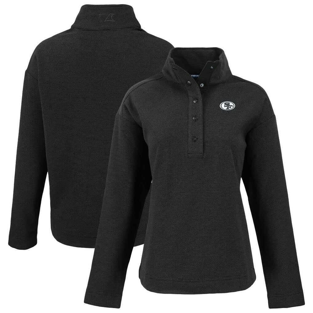 San Francisco 49ers Cutter & Buck Women's Hunts Point Eco Half-Snap Sweatshirt - Black discount