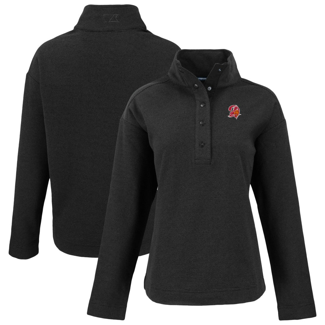 Tampa Bay Buccaneers Cutter & Buck Women's Hunts Point Eco Half-Snap Sweatshirt - Black cheap