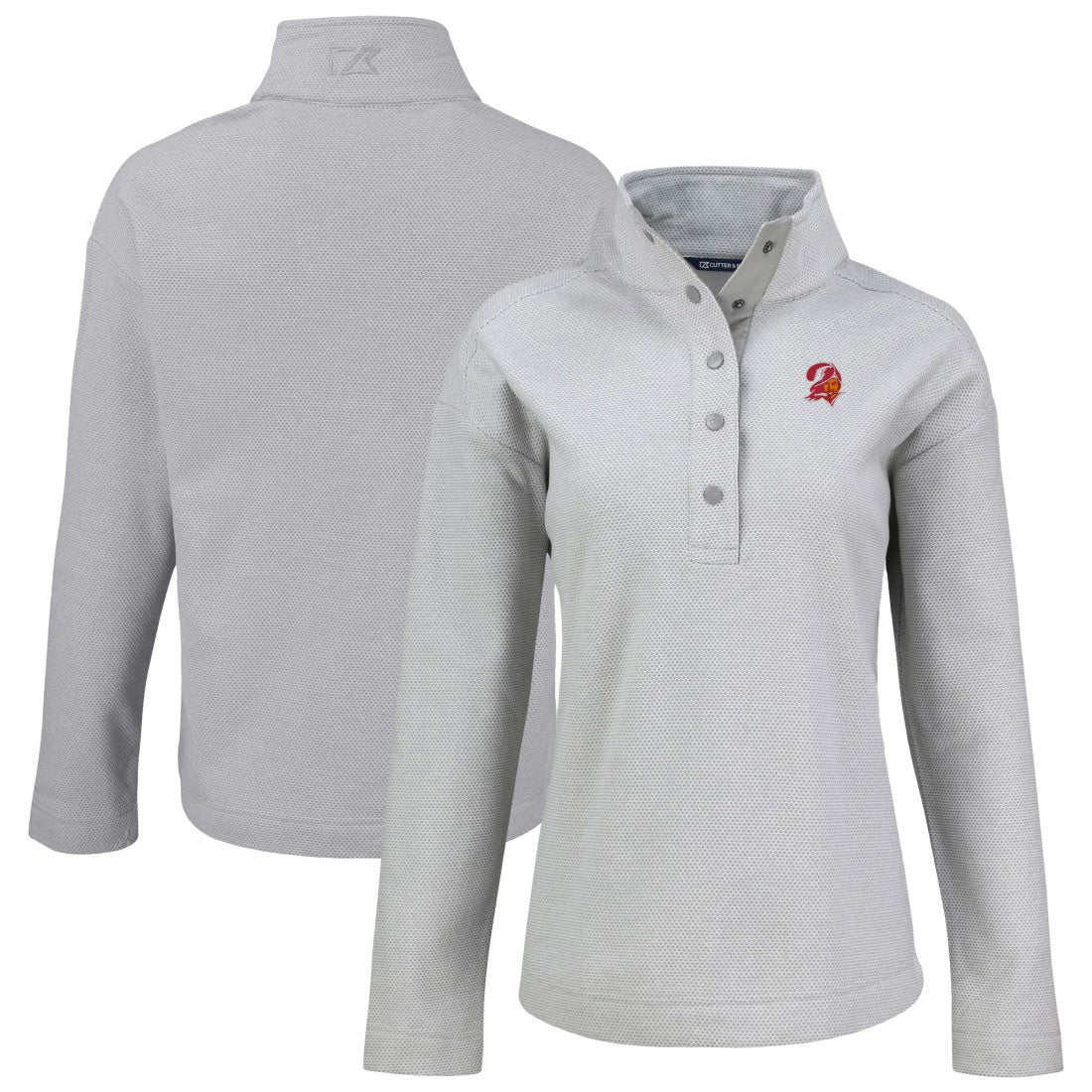Tampa Bay Buccaneers Cutter & Buck Women's Hunts Point Eco Half-Snap Sweatshirt - Gray discount