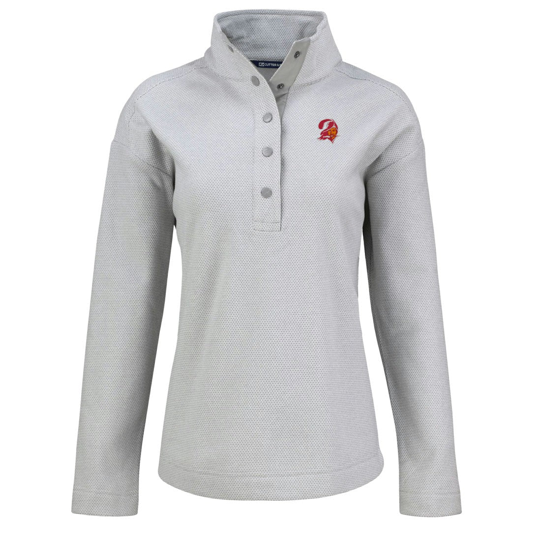 Tampa Bay Buccaneers Cutter & Buck Women's Hunts Point Eco Half-Snap Sweatshirt - Gray discount