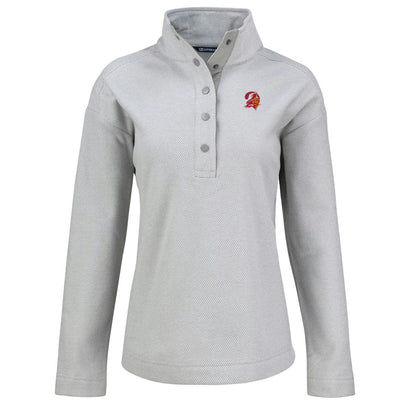 Tampa Bay Buccaneers Cutter & Buck Women's Hunts Point Eco Half-Snap Sweatshirt - Gray discount
