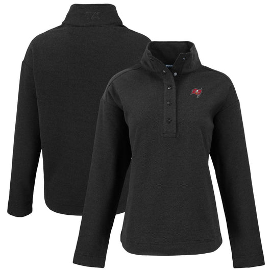 Tampa Bay Buccaneers Cutter & Buck Women's Hunts Point Eco Half-Snap Sweatshirt - Black cheap