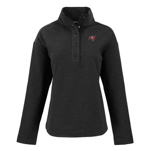 Tampa Bay Buccaneers Cutter & Buck Women's Hunts Point Eco Half-Snap Sweatshirt - Black cheap