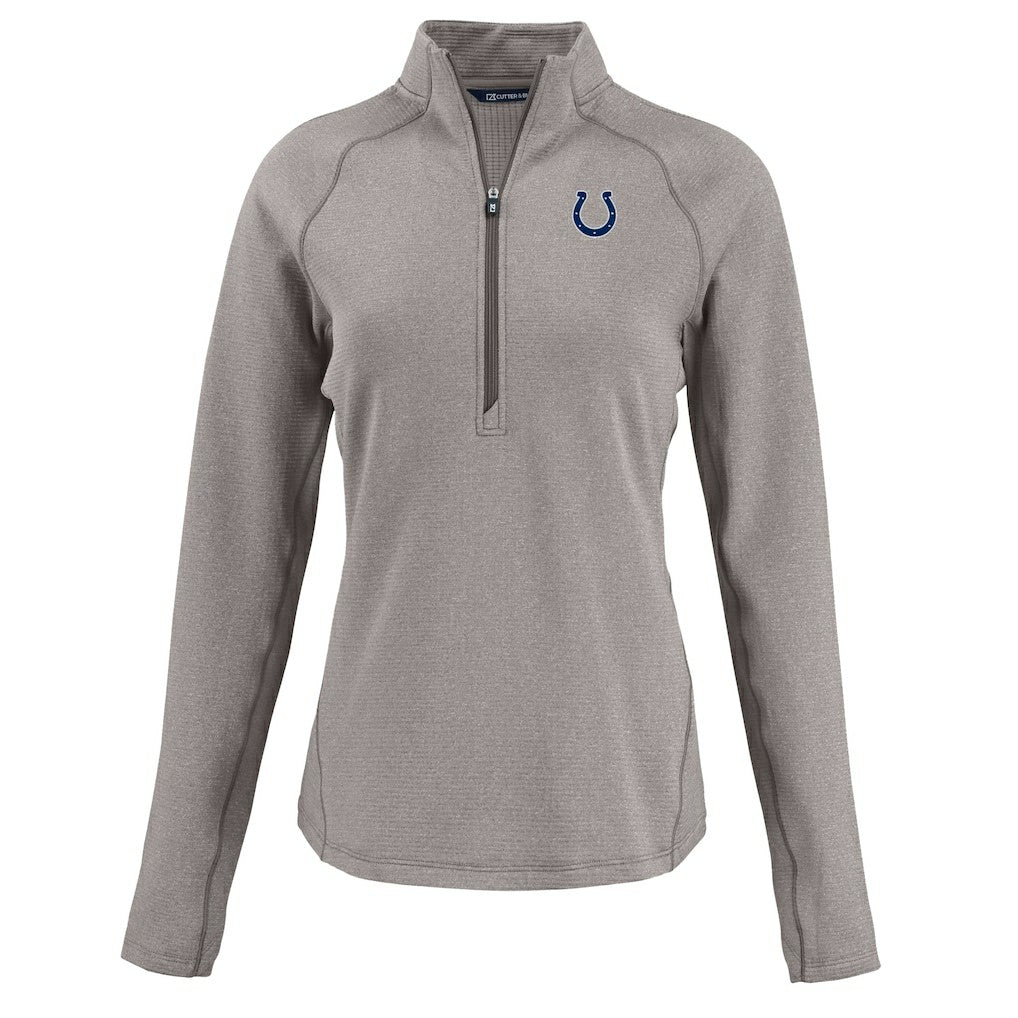 Indianapolis Colts Cutter & Buck Women's Peshastin Eco Fleece Recycled Tri-Blend Raglan Half-Zip Jacket - Heather Gray outlet