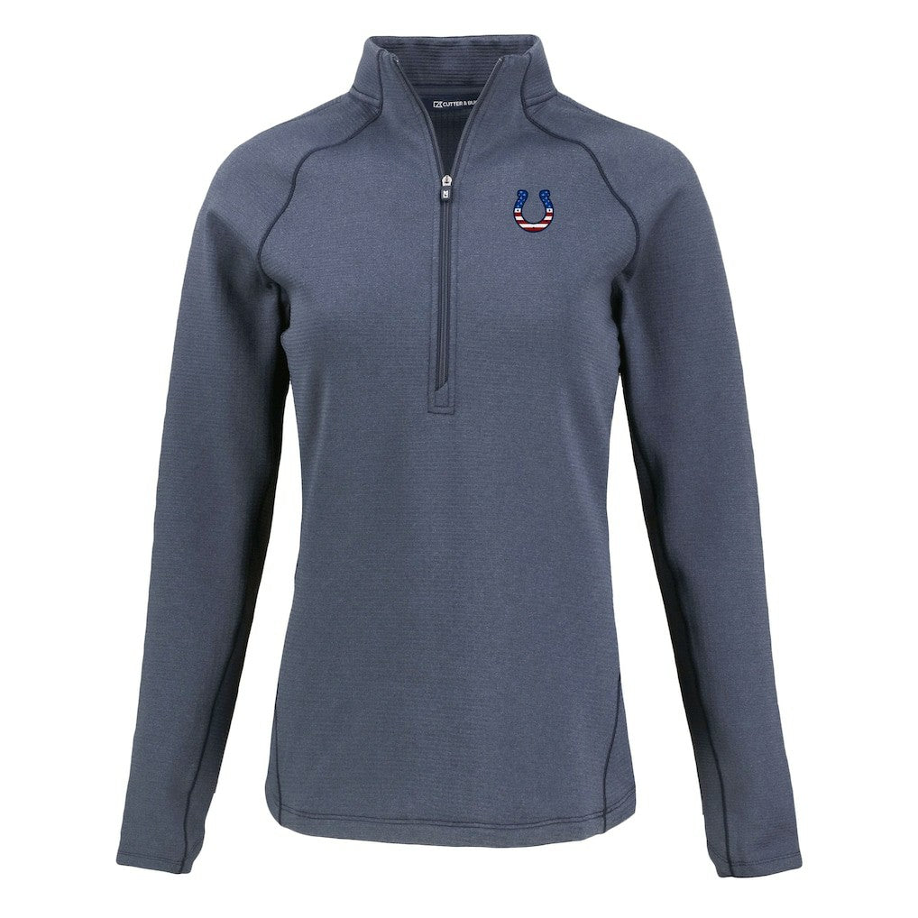 Indianapolis Colts Cutter & Buck Women's Americana Peshastin Eco Fleece Recycled Tri-Blend Raglan Half-Zip Jacket - Heather Navy discount