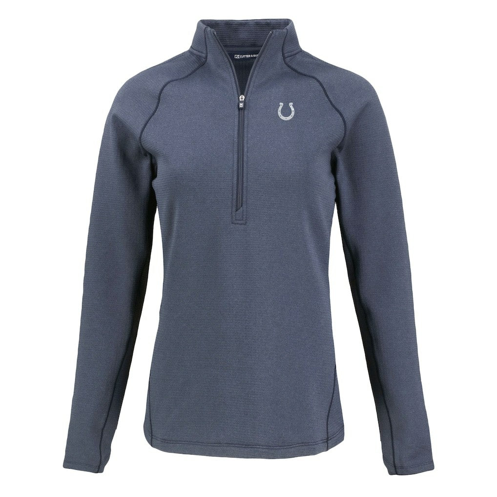 Indianapolis Colts Cutter & Buck Women's Peshastin Eco Fleece Recycled Tri-Blend Raglan Half-Zip Jacket - Heather Navy for sale
