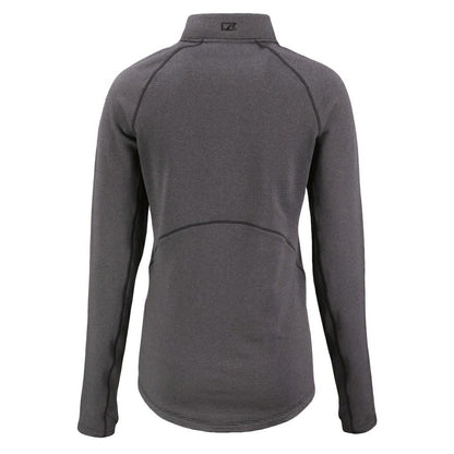 San Francisco 49ers Cutter & Buck Women's Peshastin Eco Fleece Recycled Tri-Blend Raglan Half-Zip Jacket - Heather Black for sale