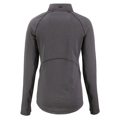 San Francisco 49ers Cutter & Buck Women's Peshastin Eco Fleece Recycled Tri-Blend Raglan Half-Zip Jacket - Heather Black on sale