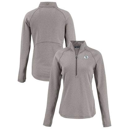 San Francisco 49ers Cutter & Buck Women's Peshastin Eco Fleece Recycled Tri-Blend Raglan Half-Zip Jacket - Heather Gray online