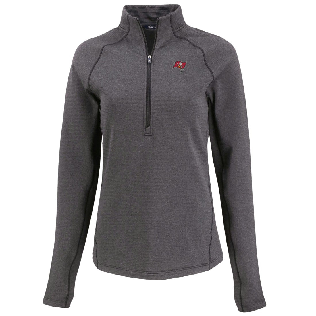 Tampa Bay Buccaneers Cutter & Buck Women's Peshastin Eco Fleece Recycled Tri-Blend Raglan Half-Zip Jacket - Heather Black sale