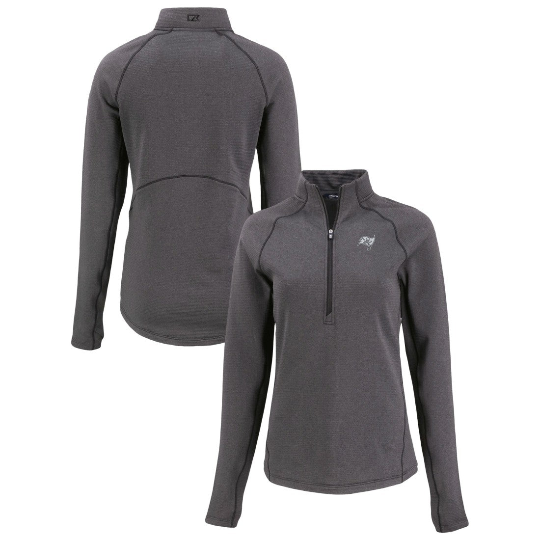 Tampa Bay Buccaneers Cutter & Buck Women's Peshastin Eco Fleece Recycled Tri-Blend Raglan Half-Zip Jacket - Heather Black outlet