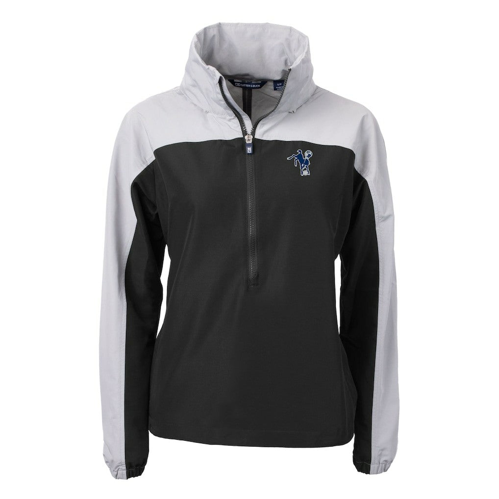 Indianapolis Colts Cutter & Buck Women's Charter Eco Recycled Half-Zip Hooded Anorak Jacket - Black for sale