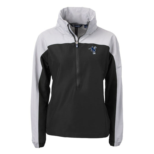 Indianapolis Colts Cutter & Buck Women's Charter Eco Recycled Half-Zip Hooded Anorak Jacket - Black for sale