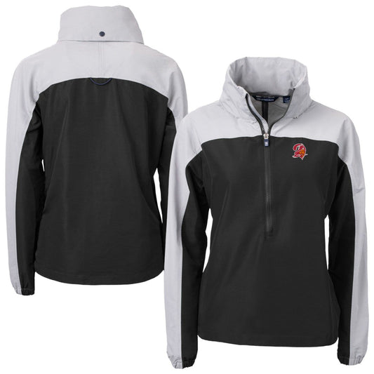 Tampa Bay Buccaneers Cutter & Buck Women's Charter Eco Recycled Half-Zip Hooded Anorak Jacket - Black cheap