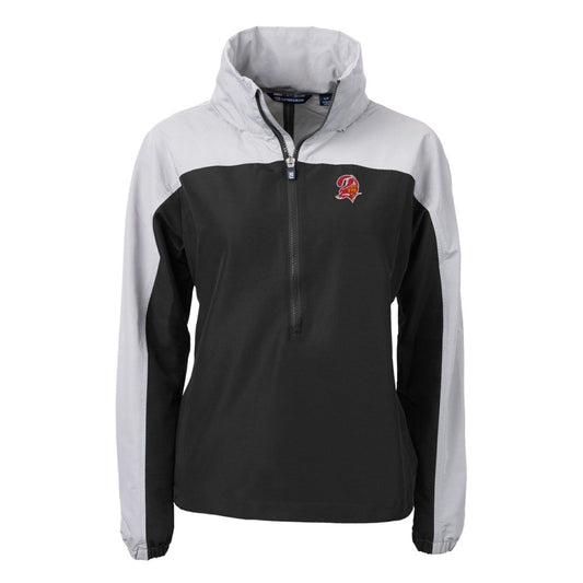 Tampa Bay Buccaneers Cutter & Buck Women's Charter Eco Recycled Half-Zip Hooded Anorak Jacket - Black cheap