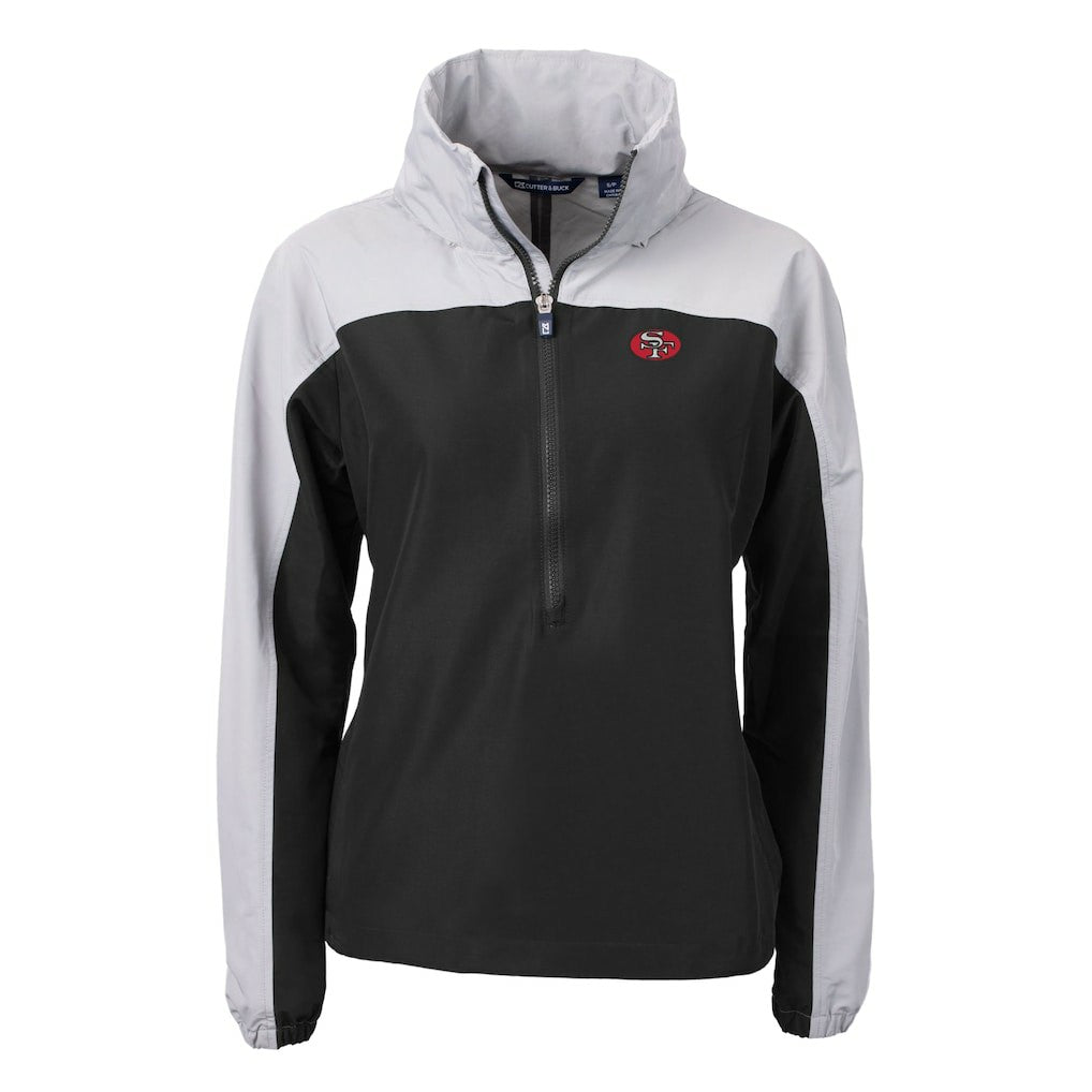 San Francisco 49ers Cutter & Buck Women's Charter Eco Recycled Half-Zip Hooded Anorak Jacket - Black outlet