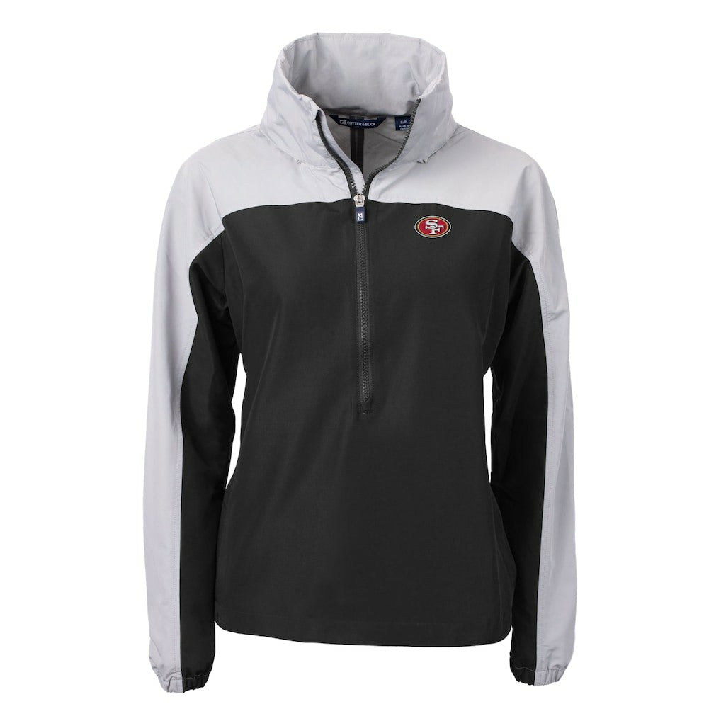 San Francisco 49ers Cutter & Buck Women's Charter Eco Recycled Half-Zip Hooded Anorak Jacket - Black sale