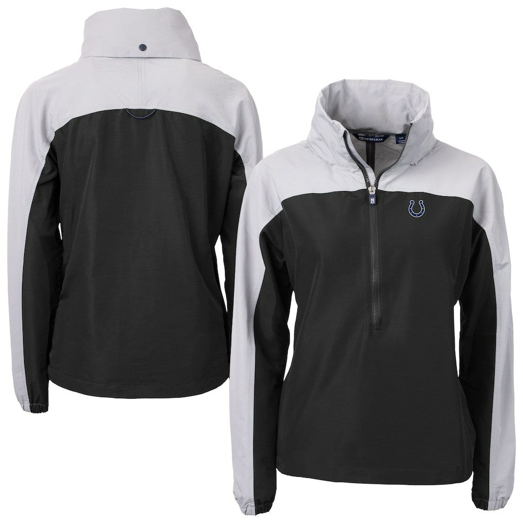 Indianapolis Colts Cutter & Buck Women's Charter Eco Recycled Half-Zip Hooded Anorak Jacket - Black on sale