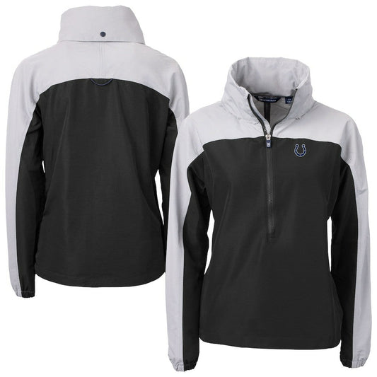 Indianapolis Colts Cutter & Buck Women's Charter Eco Recycled Half-Zip Hooded Anorak Jacket - Black on sale