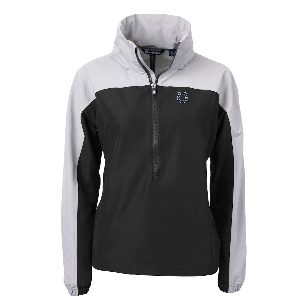 Indianapolis Colts Cutter & Buck Women's Charter Eco Recycled Half-Zip Hooded Anorak Jacket - Black on sale