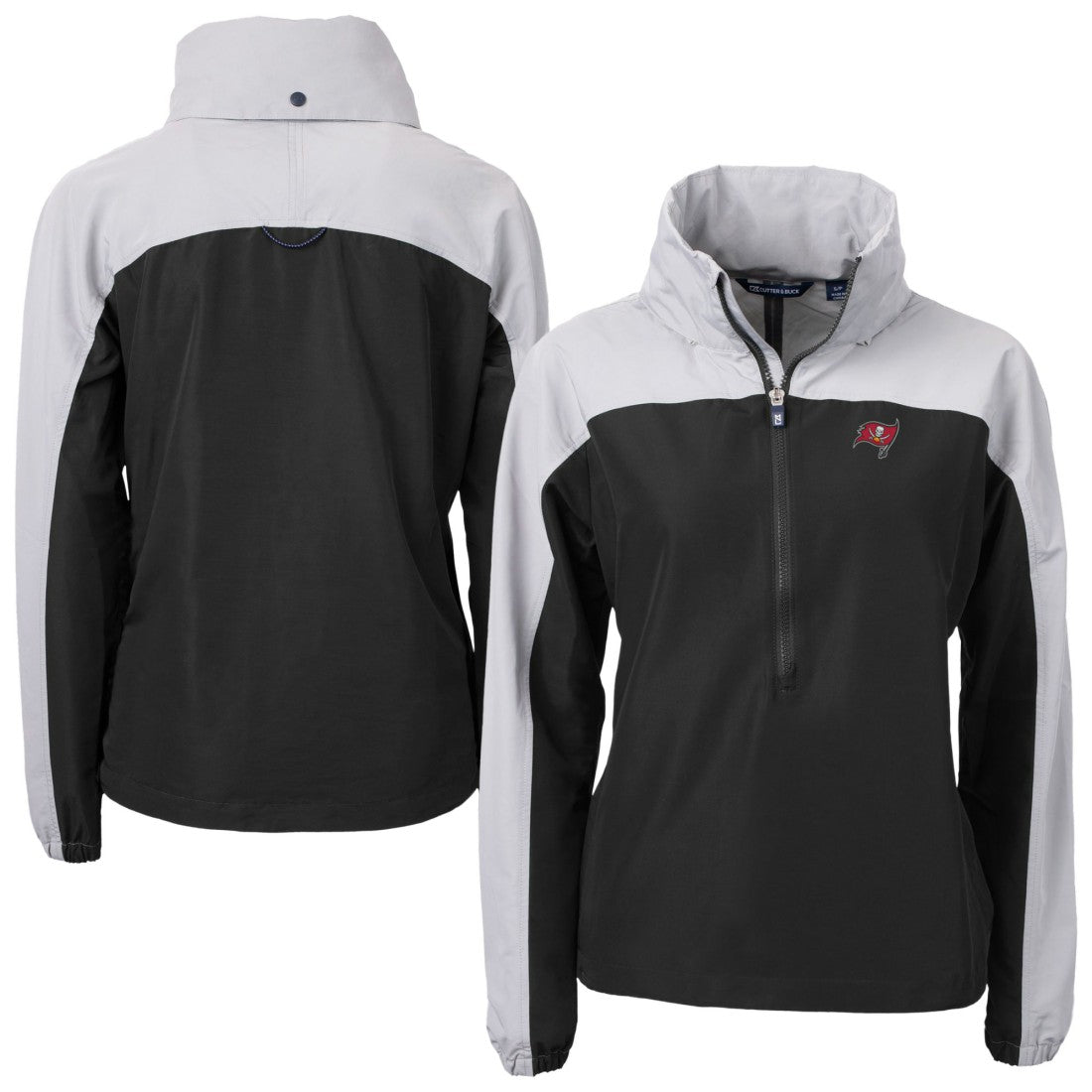 Tampa Bay Buccaneers Cutter & Buck Women's Charter Eco Recycled Half-Zip Hooded Anorak Jacket - Black outlet