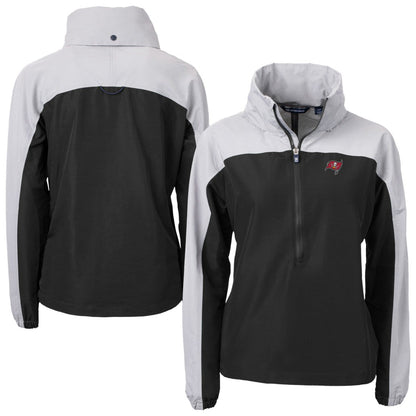 Tampa Bay Buccaneers Cutter & Buck Women's Charter Eco Recycled Half-Zip Hooded Anorak Jacket - Black outlet