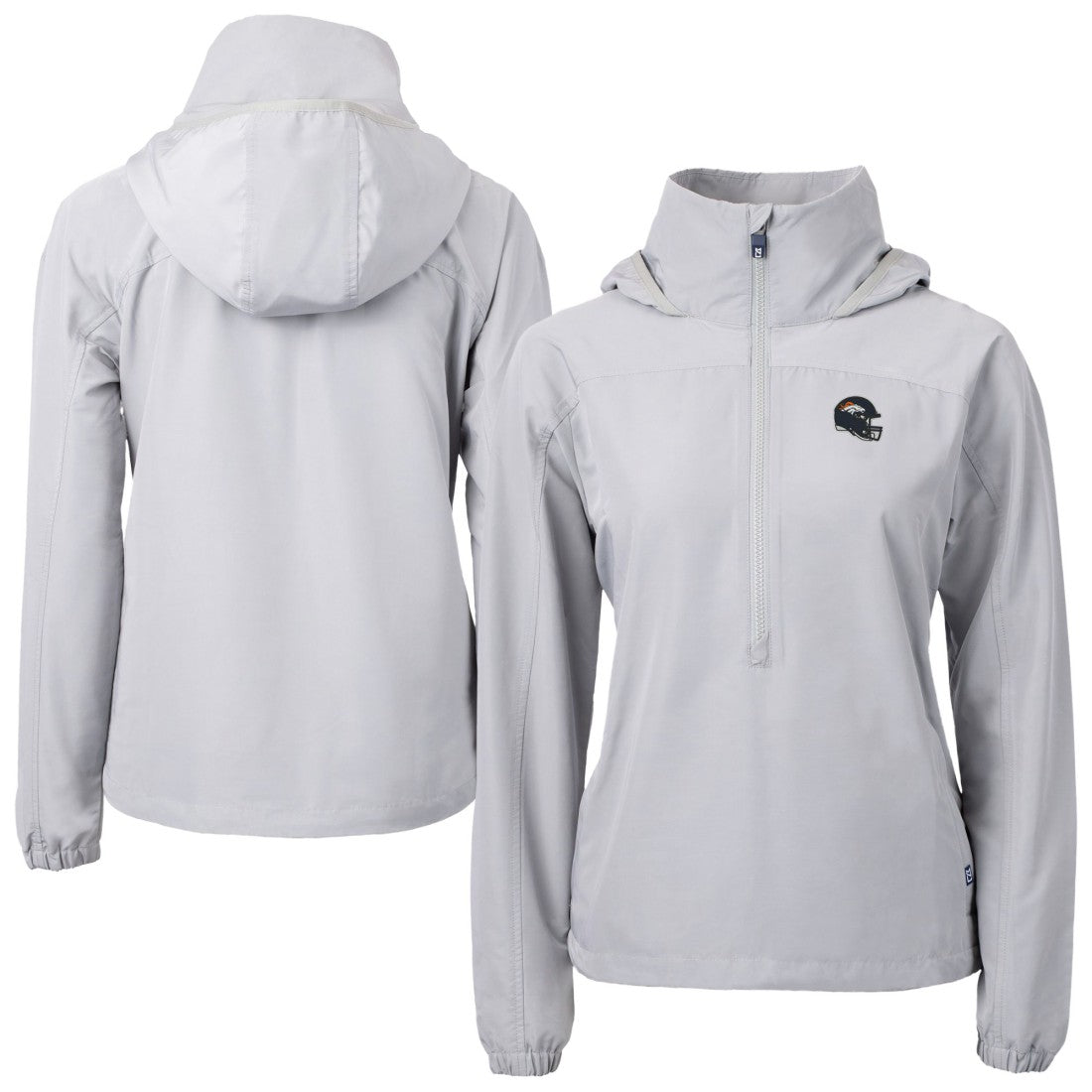 Denver Broncos Cutter & Buck Women's Charter Eco Recycled Half-Zip Hooded Anorak Jacket - Gray sale