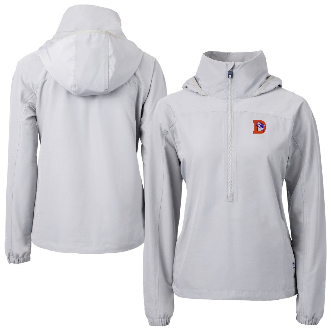 Denver Broncos Cutter & Buck Women's Charter Eco Recycled Half-Zip Hooded Anorak Jacket - Gray cheap
