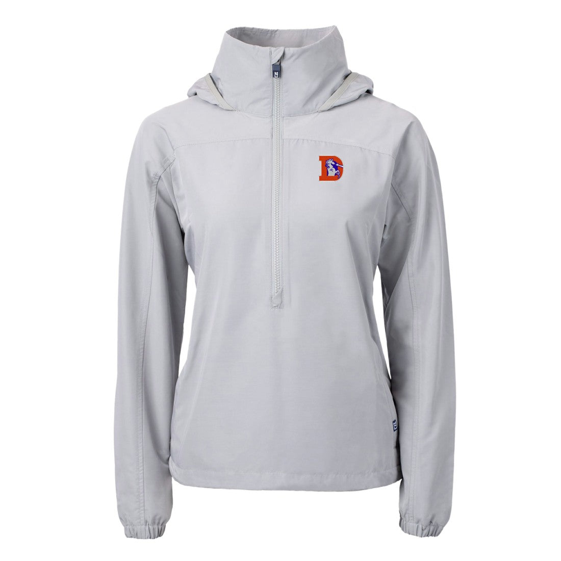 Denver Broncos Cutter & Buck Women's Charter Eco Recycled Half-Zip Hooded Anorak Jacket - Gray cheap