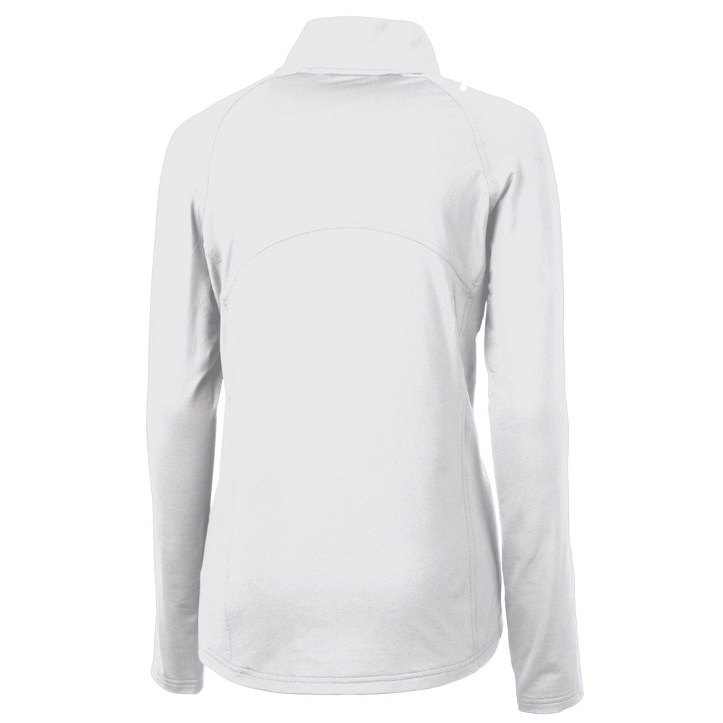 San Francisco 49ers Cutter & Buck Women's Adapt Eco Knit Stretch Recycled Raglan Half-Zip Top - White for sale