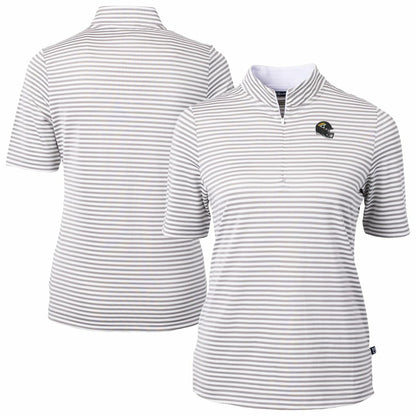 Jacksonville Jaguars Cutter & Buck Women's Virtue Eco Pique Stripe Recycled Quarter-Zip Top - Gray online