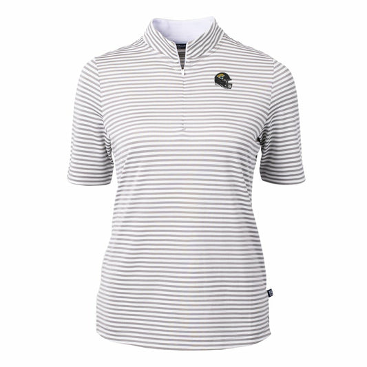 Jacksonville Jaguars Cutter & Buck Women's Virtue Eco Pique Stripe Recycled Quarter-Zip Top - Gray online