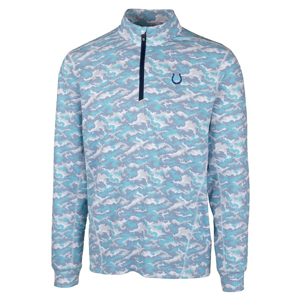Indianapolis Colts Cutter & Buck Traverse Camo Print Stretch Quarter-Zip Pullover Top - Blue cheap