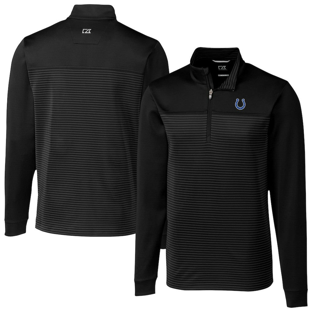 Indianapolis Colts Cutter & Buck Traverse Stripe Stretch DryTec Quarter-Zip Top - Black discount