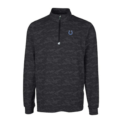 Indianapolis Colts Cutter & Buck Big & Tall Traverse Eco Camo Tri-Blend DryTec Quarter-Zip Jacket - Black on sale