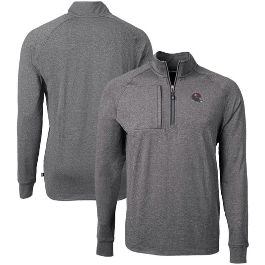 Tampa Bay Buccaneers Cutter & Buck Big & Tall Adapt Eco Raglan Quarter-Zip Jacket - Heather Black discount