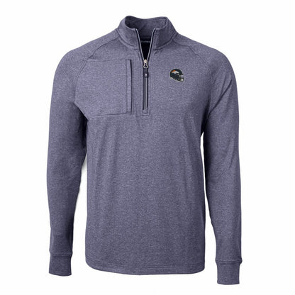 Denver Broncos Cutter & Buck Big & Tall Adapt Eco Raglan Quarter-Zip Jacket - Heather Navy cheap