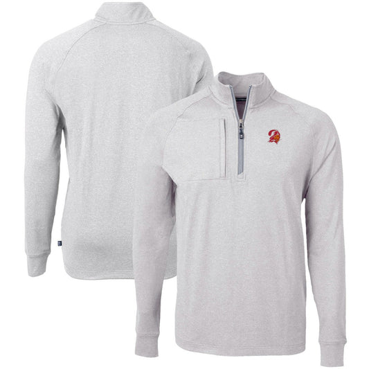 Tampa Bay Buccaneers Cutter & Buck Big & Tall Adapt Eco Raglan Quarter-Zip Jacket - Heather Gray on sale