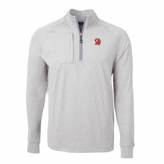 Tampa Bay Buccaneers Cutter & Buck Big & Tall Adapt Eco Raglan Quarter-Zip Jacket - Heather Gray on sale