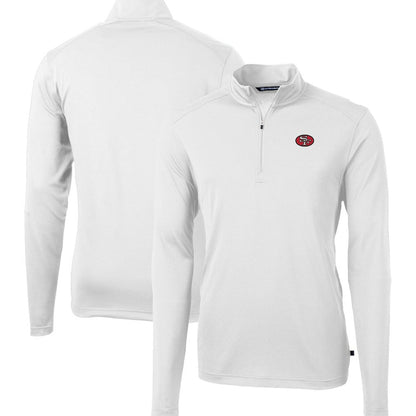 San Francisco 49ers Cutter & Buck Big & Tall Virtue Eco Pique Quarter-Zip Jacket - White on sale
