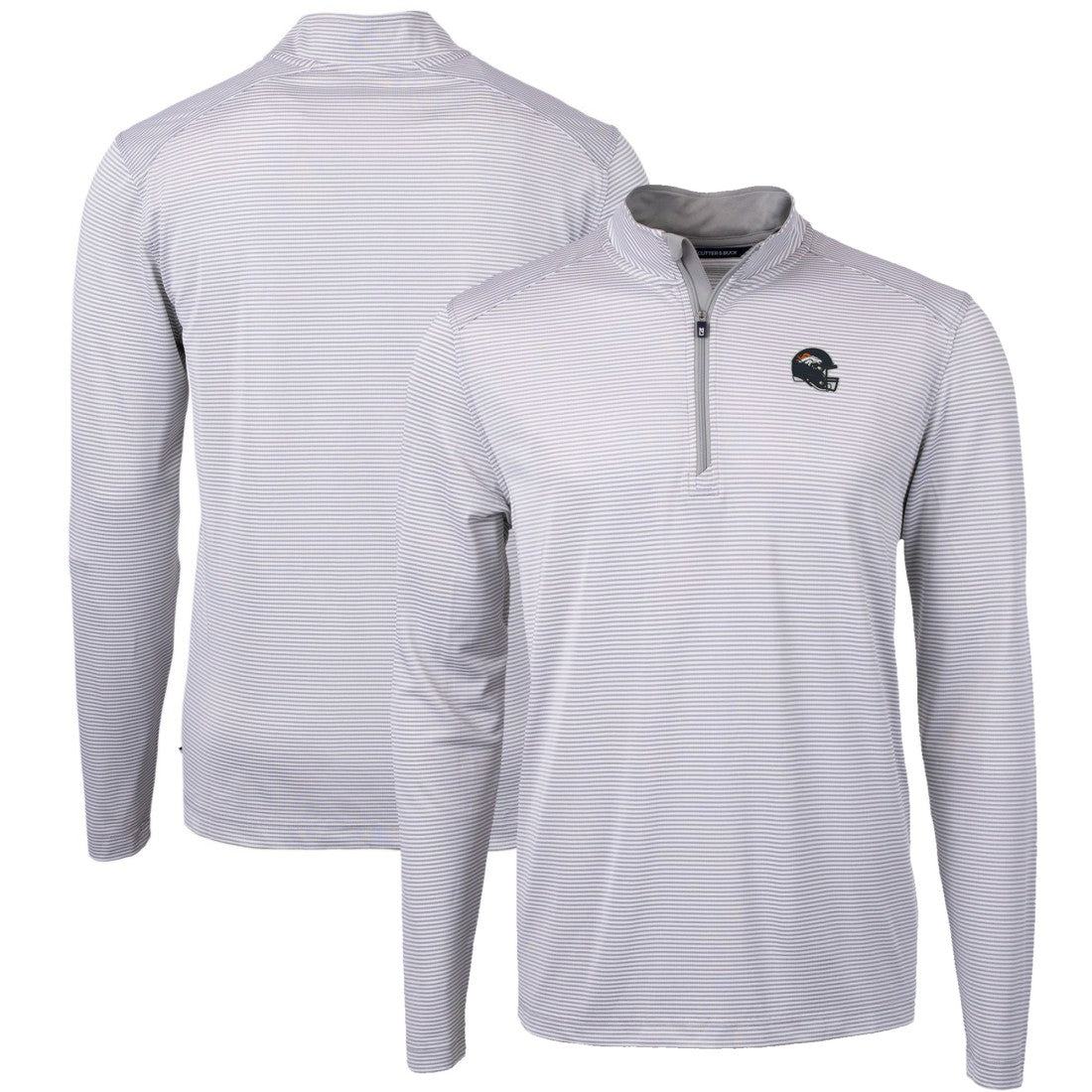 Denver Broncos Cutter & Buck Big & Tall Virtue Eco Pique Micro Stripe Tri-Blend Quarter-Zip Jacket - Gray outlet