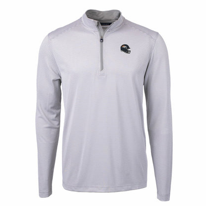 Denver Broncos Cutter & Buck Big & Tall Virtue Eco Pique Micro Stripe Tri-Blend Quarter-Zip Jacket - Gray outlet