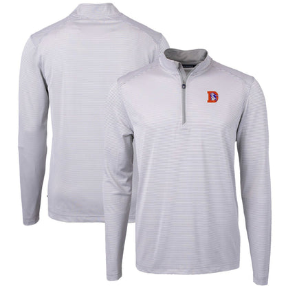 Denver Broncos Cutter & Buck Big & Tall Virtue Eco Pique Micro Stripe Tri-Blend Quarter-Zip Jacket - Gray sale