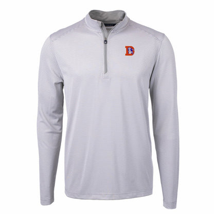Denver Broncos Cutter & Buck Big & Tall Virtue Eco Pique Micro Stripe Tri-Blend Quarter-Zip Jacket - Gray sale