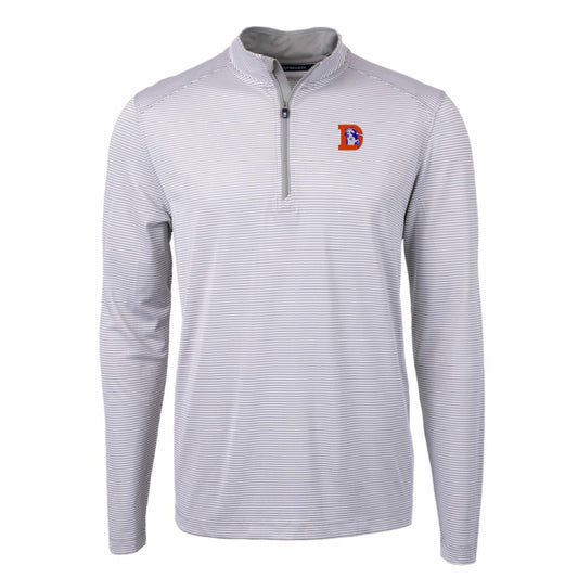 Denver Broncos Cutter & Buck Big & Tall Virtue Eco Pique Micro Stripe Tri-Blend Quarter-Zip Jacket - Gray sale